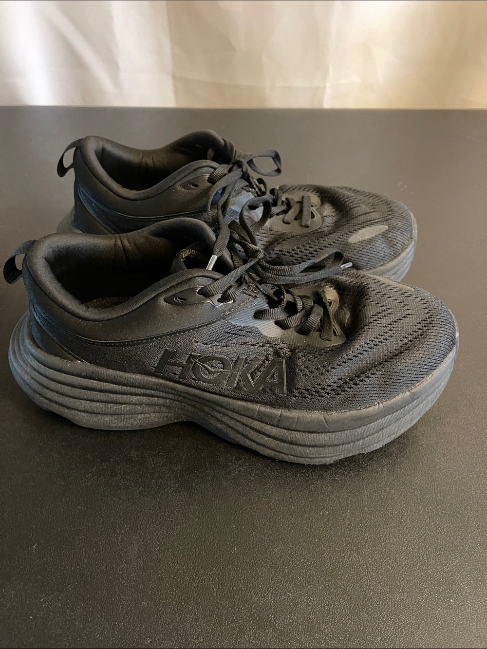 Hoka Women's All-Black Athletic Running Shoes Bondi 8 Size 7 B Medium